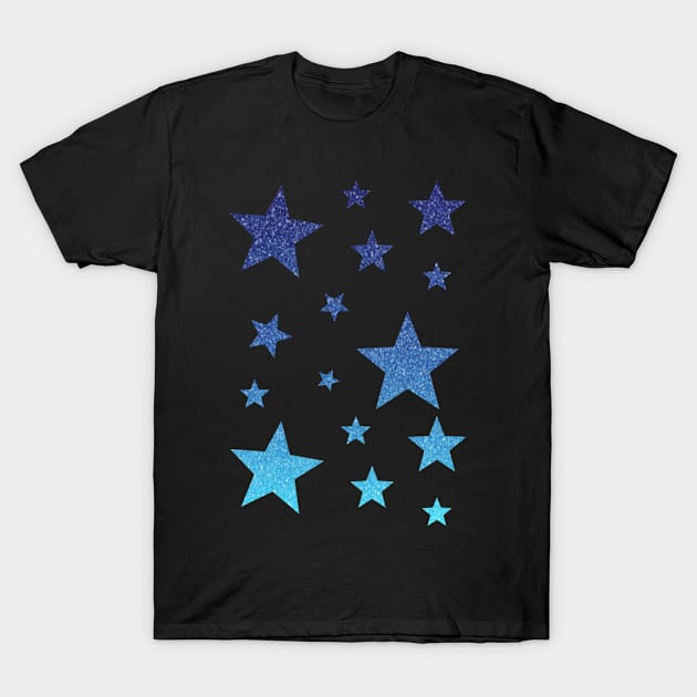 Blue Ombre Faux Glitter Stars T-Shirt by Felicity-K